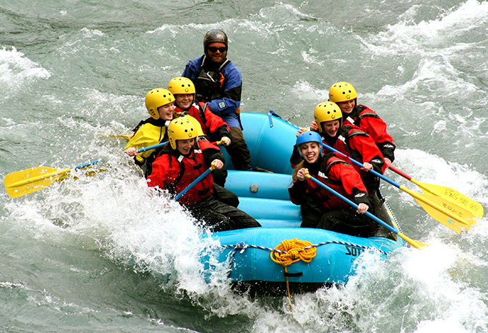 Alpengirls teen summer adventure camp includes whitewater rafting on Six-Mile Creek